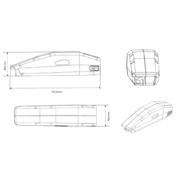 Abmessungen: Länge: 372 mm, Breite: 98,2 mm, Höhe: 98,4 mm